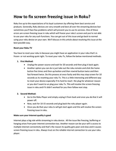 How to fix screen freezing issue on Roku? by Catherine Perry - Issuu