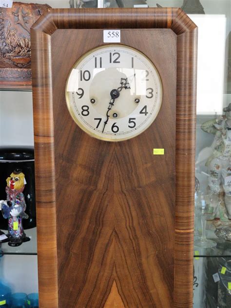 Lot Art Deco Grandmother Clock With The Original English Movement Key