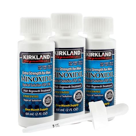 Minoxidil Kirkland 5 Solución Tópica 3 Meses 3 Frascos De 60ml C U