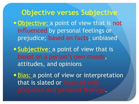 Objective Vs Subjective Powerpoint Template Ppt Slides