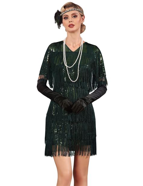 Prettyguide Women S Flapper Dresses Tiered Long Fringed Sequin S