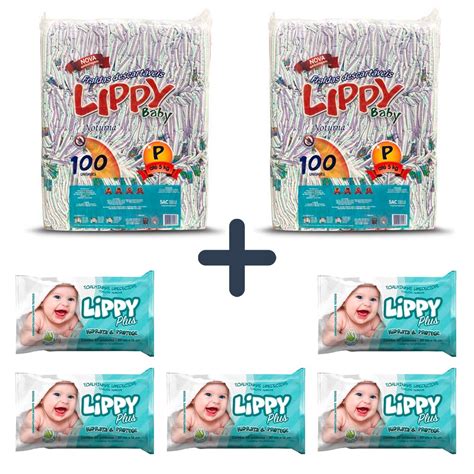 Kit 2 Fralda Infantil Lippy NOTURNA C 100 UN P EG 5 Pct Toalha