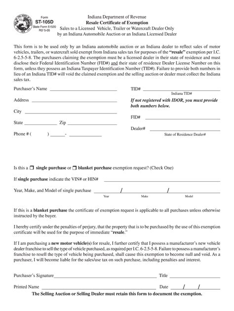 Printable St 105 Form Printable Forms Free Online