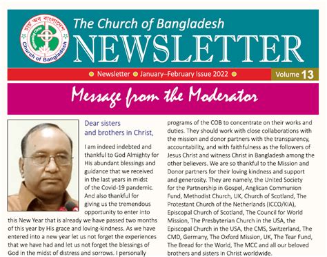 Newsletter January February 2022 Church Of Bangladesh