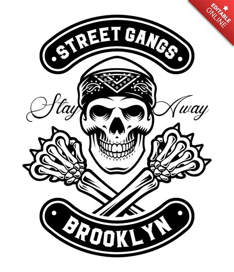 Vintage Skull Street Gangs Logo Design Template Free Design Template