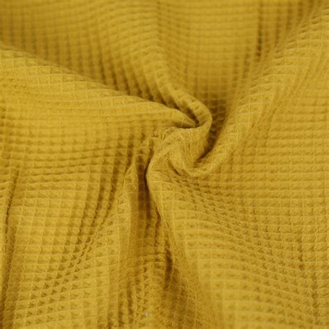 Tissu coton nid d abeille Lemon curry Tissu pour couture de vêtements