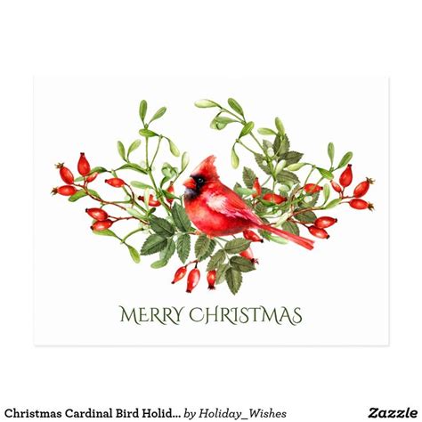 Christmas Cardinal Bird Holiday Corporate Greeting Postcard Zazzle