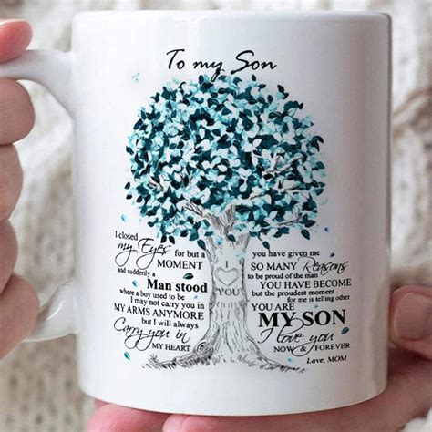 Mugs Café personalizado para mi hijo de mamá papá árbol azul citas