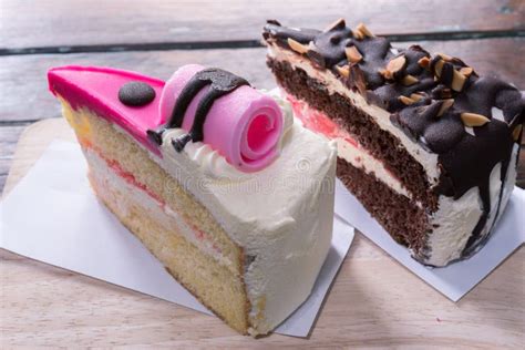 Slice Strawberry Cake Cream with Chocolate Cake Bakery Food Stock Image ...