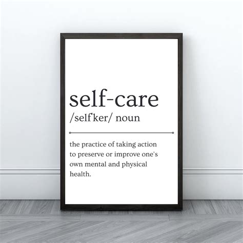 Self Care Definition Printable Inspirational Quote Print Wellness