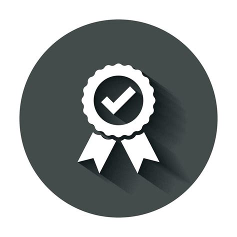 Approved Certificate Medal Icon In Flat Style Check Mark Stamp Vector