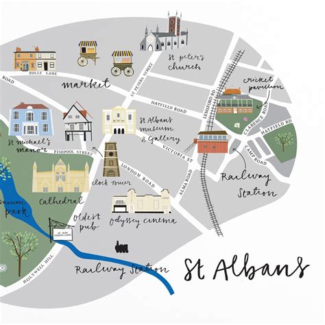 Illustrated Map of St Albans Landscape - Etsy