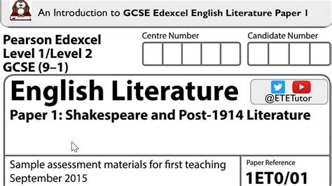 Gcse Edexcel English Literature Paper 1 An Introduction Youtube