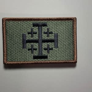 JERUSALEM CROSS Flag Patch Morale Five-fold Cross and Crosslets ...