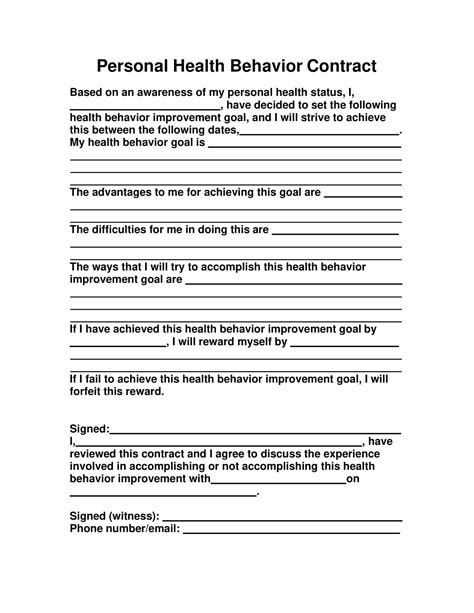 Free Printable Behavior Contract Templates Pdf Word Home Adults