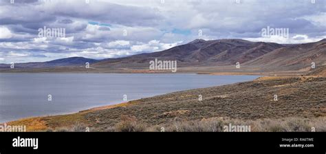 Strawberry Reservoir Bay In Fall Panorama Forest Views Along Highway