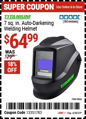 TITANIUM 7 sq. in. Auto Darkening Welding Helmet for $64.99 – Harbor ...