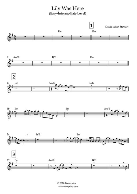 Lily Was Here (Easy/Intermediate Level, Alto Sax) (Stewart Dave ...