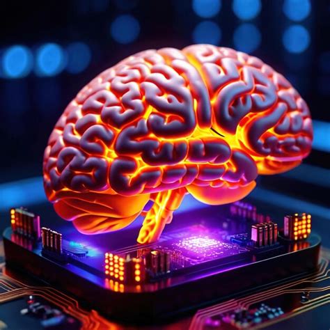 Cerebro En Un Microchip Que Muestra Inteligencia Artificial Y