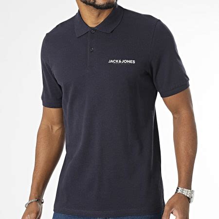 Jack And Jones Polo Manches Courtes Booster 12234763 Bleu Marine