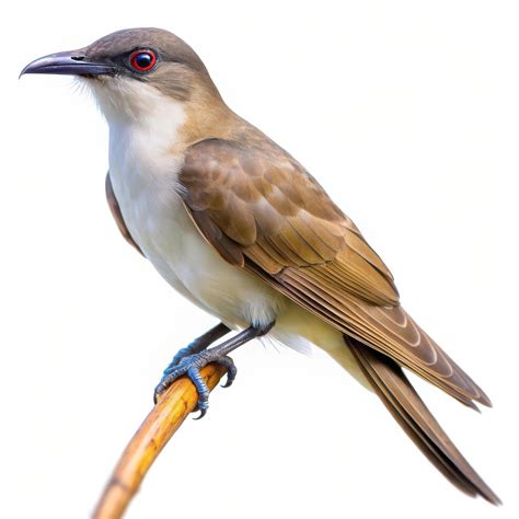 crisp shot of a Black billed Cuckoo bird isolated on a white background