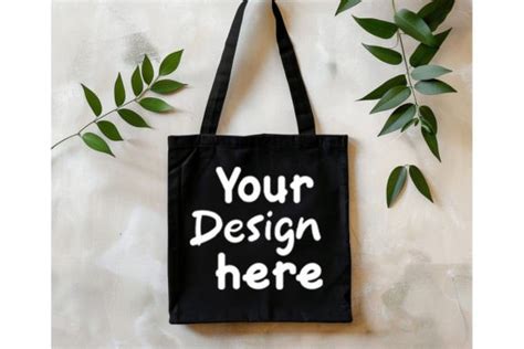 Natural Canvas Black Tote Bag Mockups Graphic By Mockupshouse