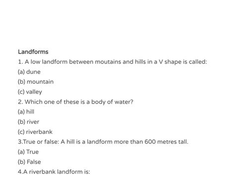 Landforms Quiz Free Activities online for kids in 2nd grade by Hannah ...