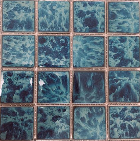 3x3 Reflection Gulf Blue Glossy Glazed Porcelain Mosaic Pool Tile RE 342