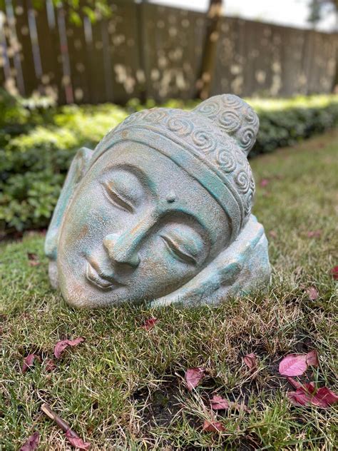 BUDDHA HEAD STATUE Buddha Garden Decoration Resting Buddha - Etsy