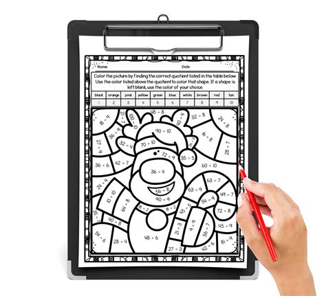 Christmas Color by Number Division Printable Worksheet, 3rd-grade 4th ...