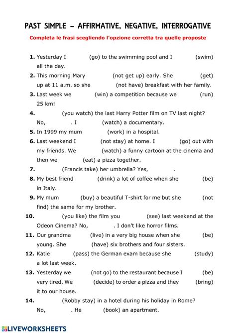 Past Simple Interactive Worksheet