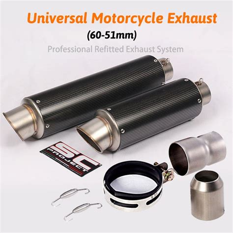 2020 Inlet 51mm 60mm Motorcycle Exhaust Pipe Black Muffler Sc Gp Racing Project Exhaust Mufflers