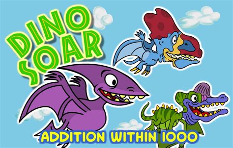 Addition Within 1000 Game Dino Soar Mindly Games