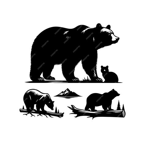 Premium Vector Bear Silhouette Isolated On The White Background