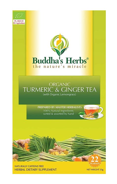 Buddhas Herbs Organic Turmeric And Ginger Tea Blended