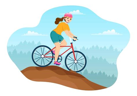 ilustración de ciclismo de montaña con ciclismo por las montañas para