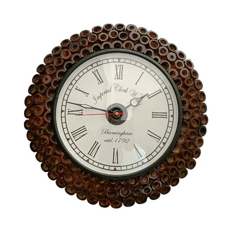 Ajanta Brown Round Wooden Wall Clocks Size 16 Inch Model Name Number