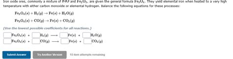 Solved Iron Oxide Ores Commonly A Mixture Of Feo And Fe O Chegg