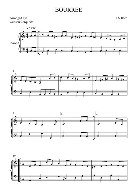 Bourree Suite Bwv Arr Gildson Cerqueira Sheet Music J S