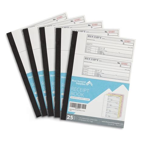 Blue Summit Supplies Receipt Books With Part Carbonless Forms Pack