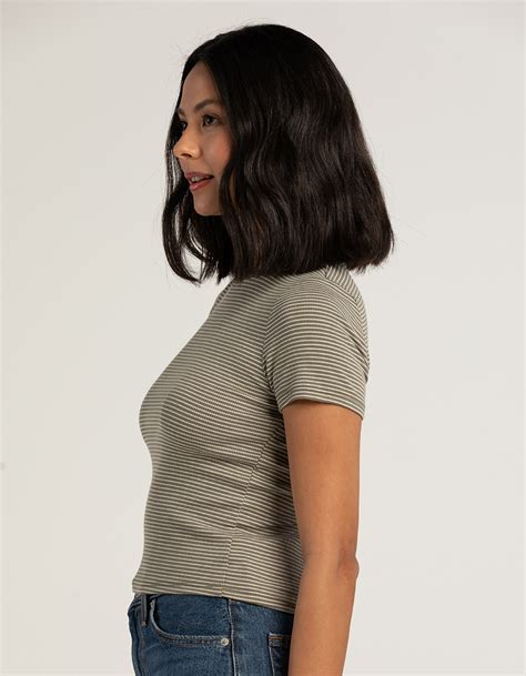 Full Tilt Womens Stripe Ringer Tee Olive Tillys