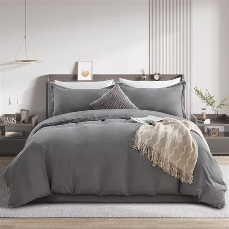 Ruikasi Comforter Bed Set Grey King Size Duvet Cover With Soft