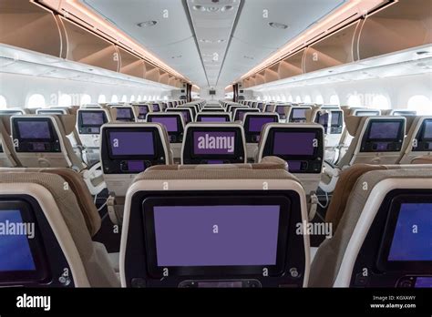 Aircraft cabin interior - Boeing 787 Stock Photo - Alamy