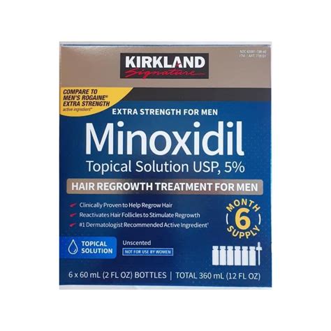 Kirkland Minoxidil Solución Tópica Al 5 6x60ml Tratamiento 6 Meses