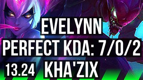 EVELYNN Vs KHA ZIX JNG 7 0 2 Rank 5 Eve 500 Games Godlike KR