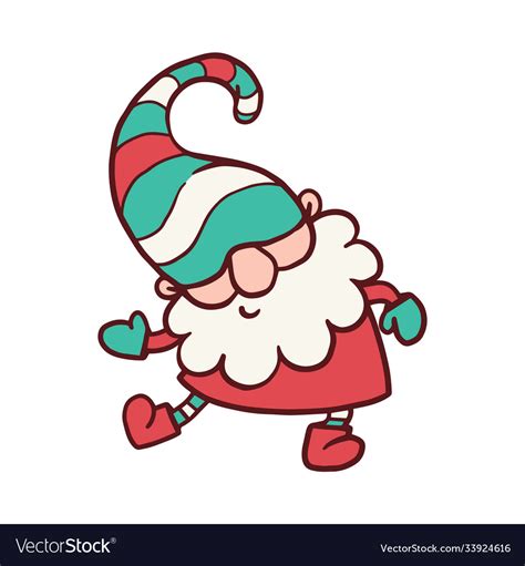 Dancing Gnome In Winter Clothes And Hat Cartoon Vector Image