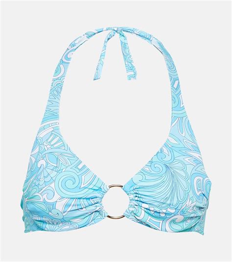 Brussels Printed Bikini Top In Blue Melissa Odabash Mytheresa