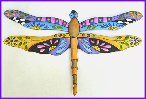 Painted Metal Dragonfly Metal Wall Decor Garden Decor Etsy