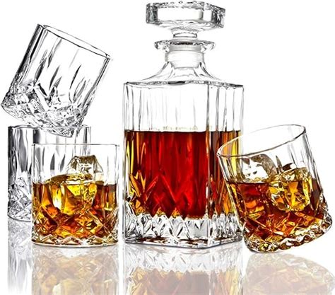 Elidomc Pc Italian Crafted Crystal Whiskey Decanter Whiskey Glasses