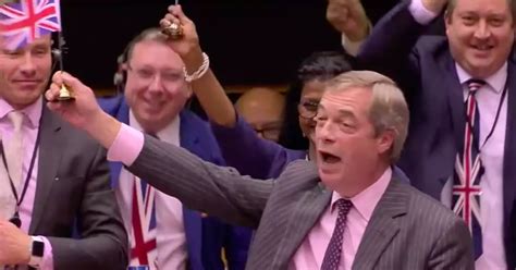 Nigel Farages Final Eu Speech Silenced After He Flies Uk Flag In